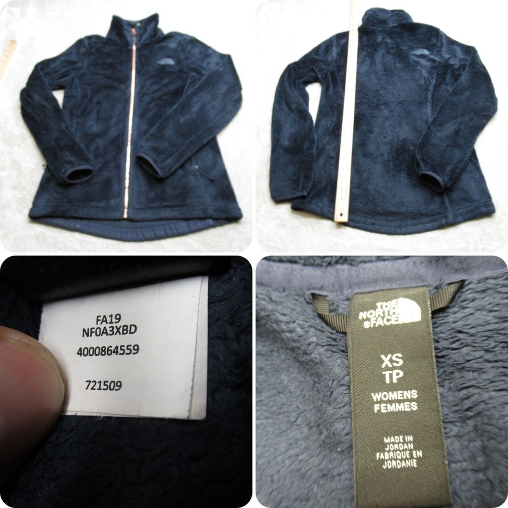 North Face Jacket Women XS Blue Bronze Zipper Fuzzy Warmth Osito Fleece Full Zip